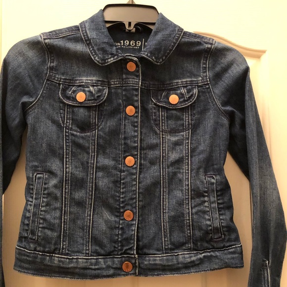 GAP KIDS Dark Rinse Denim Jacket Snap Front Lrg 10 - Picture 2 of 6